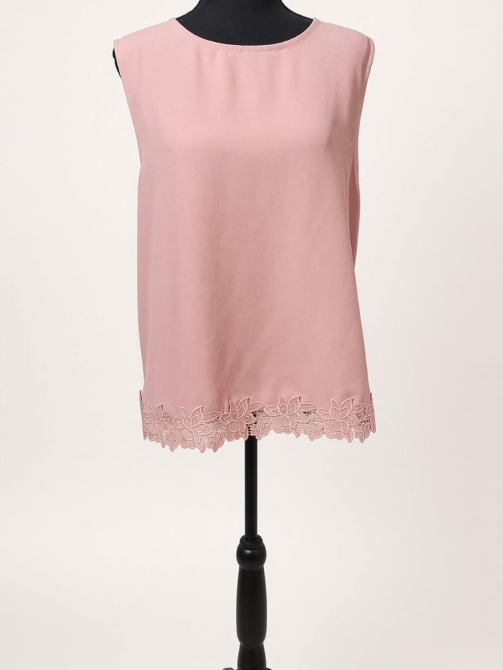 Ann Taylor Pink Lace Hem Sleeveless Top Size L
